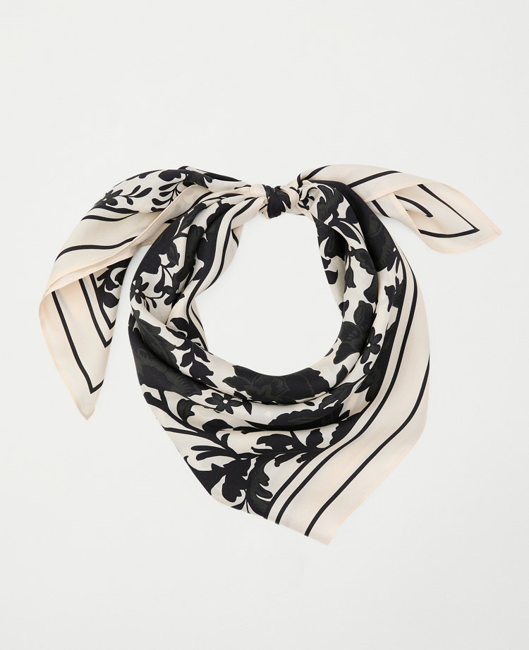Ann Taylor Floral Silk Scarf Feather Women's