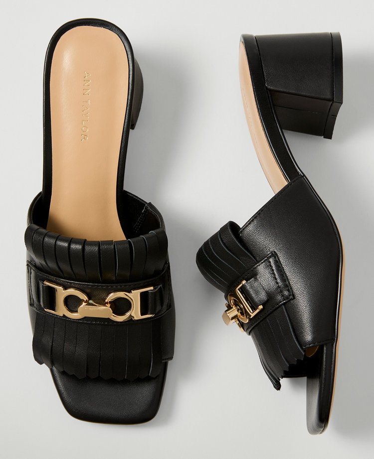 Leather Kiltie Block Heel Sandal