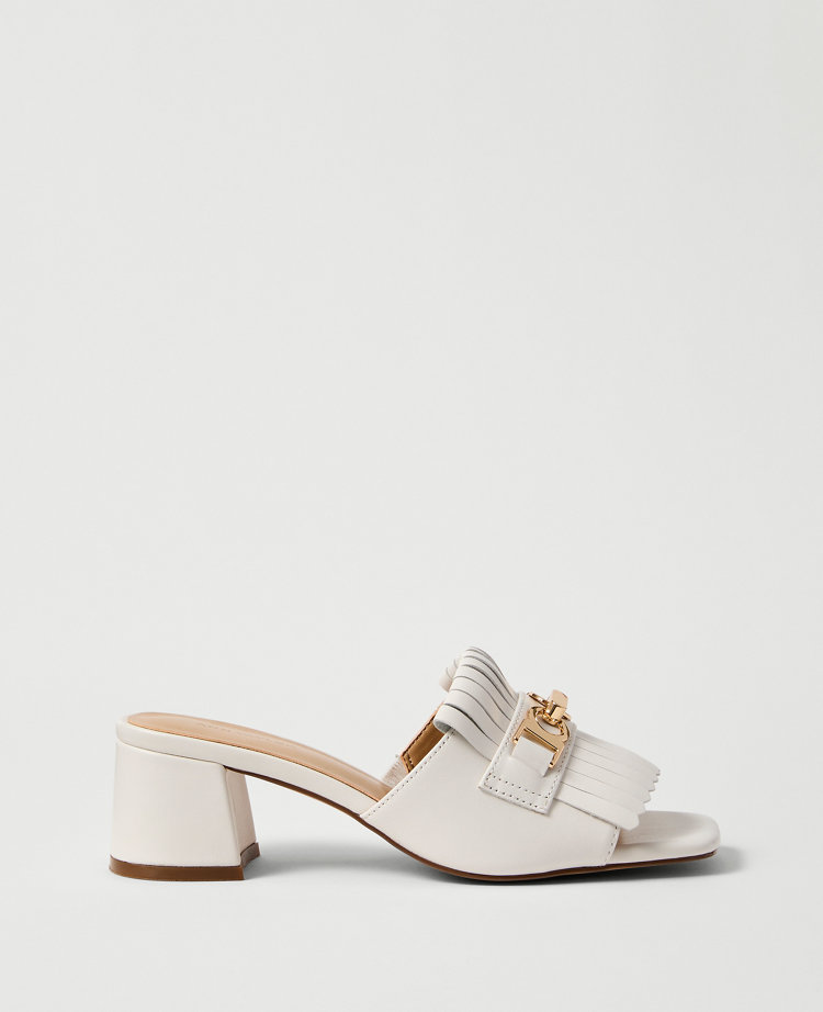 Leather Kiltie Block Heel Sandal