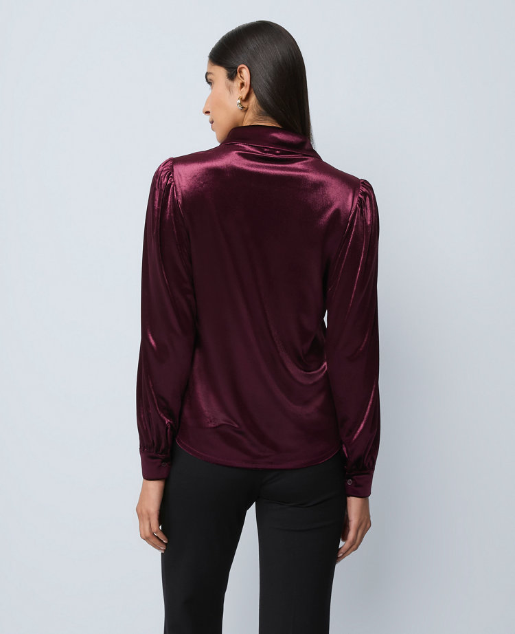 Petite Velvet Button Down Shirt