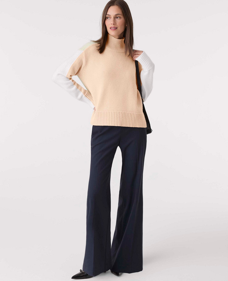 Petite Colorblock Mock Neck Sweater