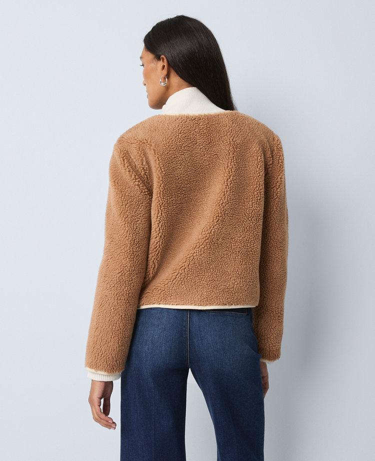 Petite Weekend Collection Sherpa Crew Neck Jacket