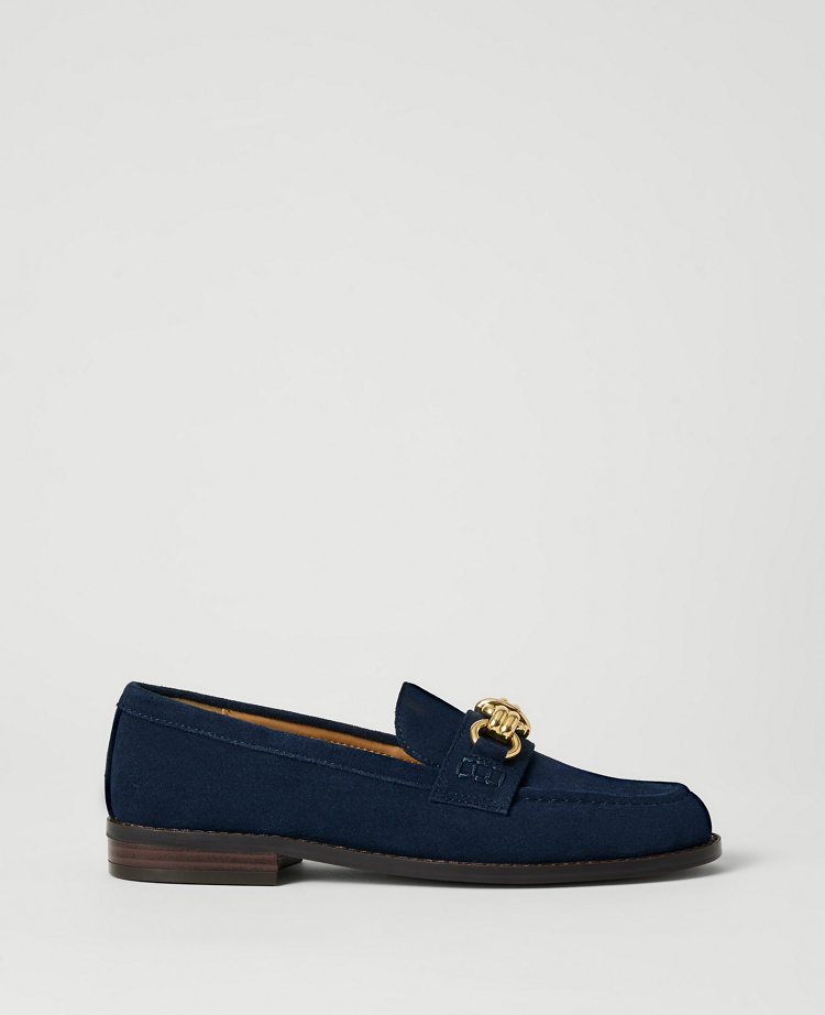 Hardware Embellished Suede Loafer