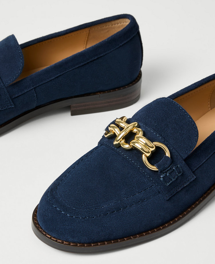 Hardware Embellished Suede Loafer
