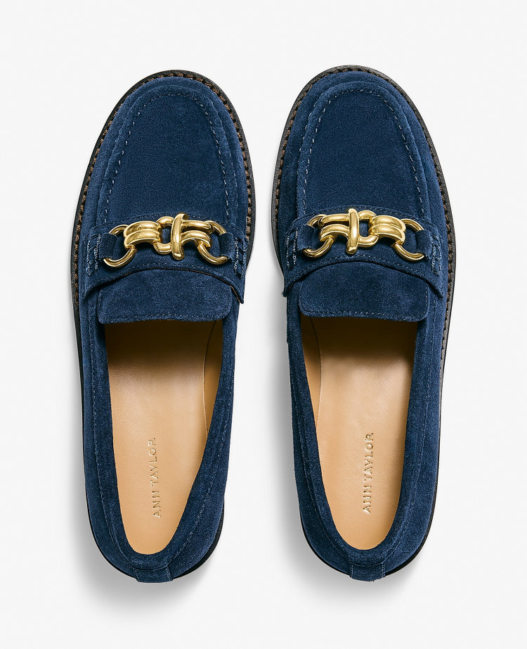 Hardware Embellished Suede Loafer