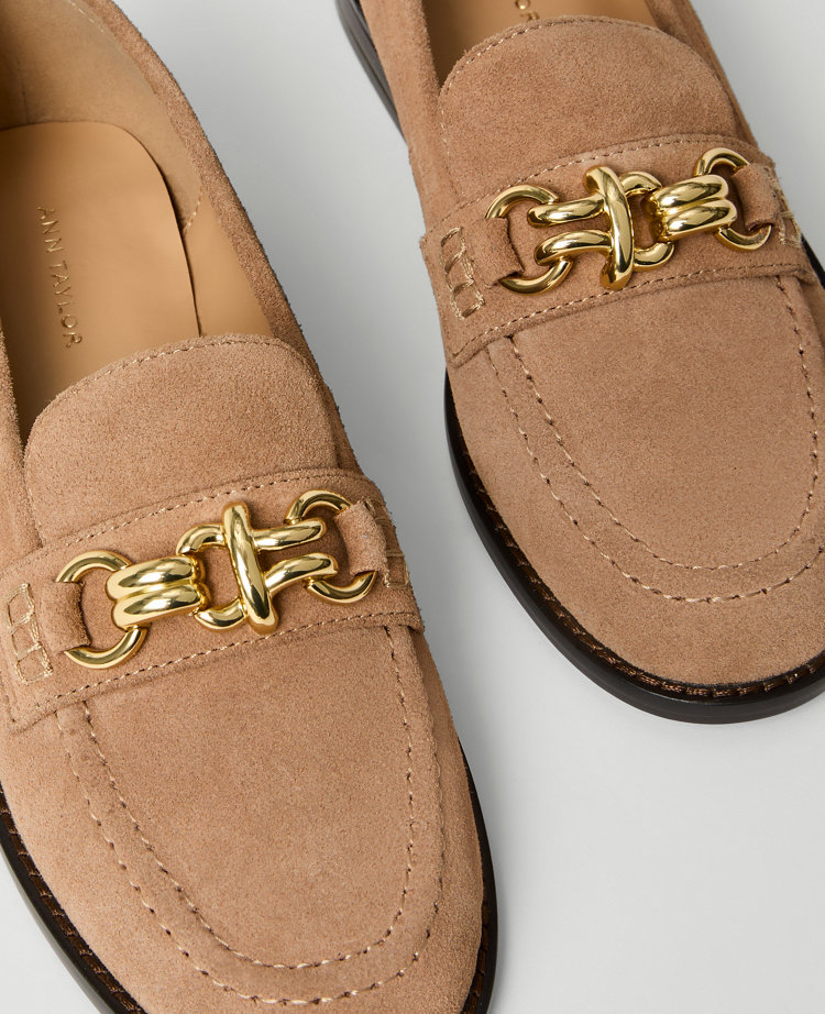 Hardware Embellished Suede Loafer