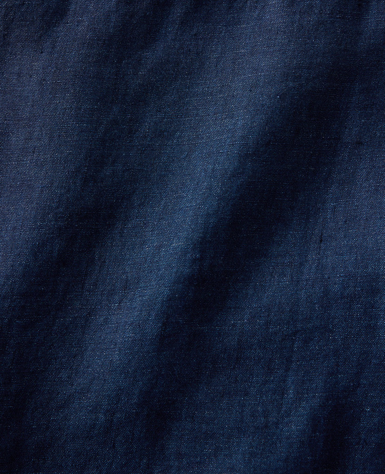 Ann Taylor Haven Well Within Linen Collared Long Sleeve Top Night Navy Women's