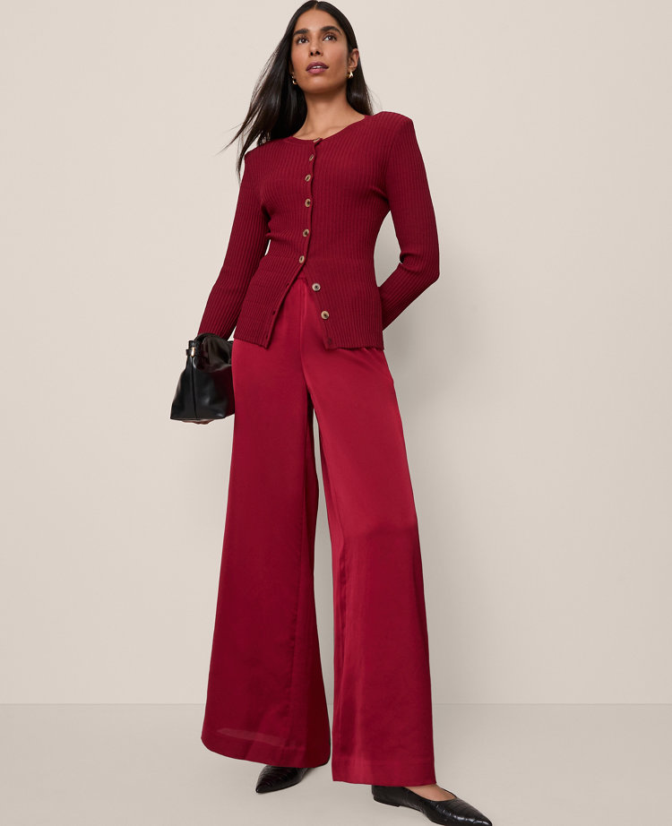 The Petite Easy Palazzo Pant in Satin