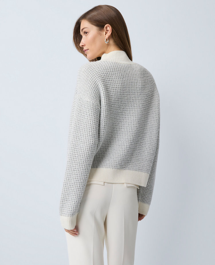 Ann Taylor Petite Metallic Waffle Knit Sweater In White