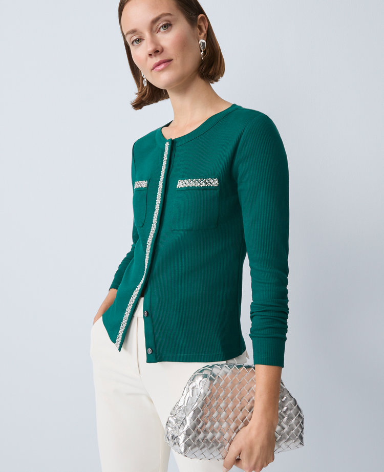 Petite Pearl Trim Jacket