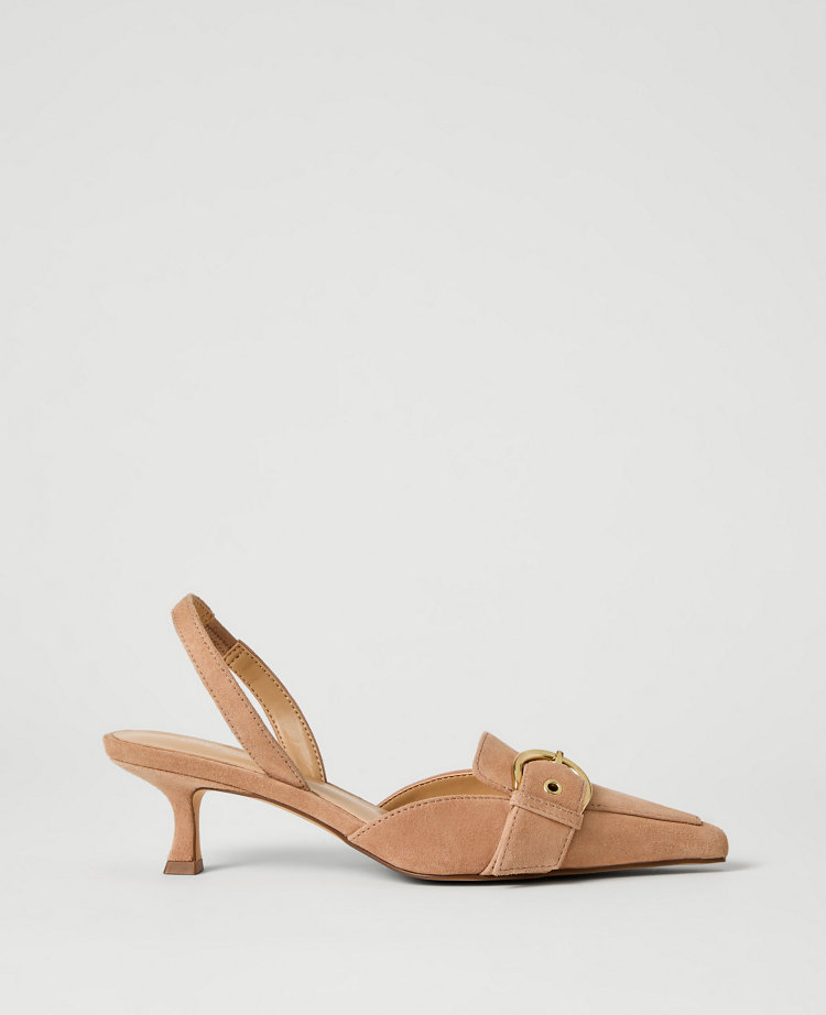 Suede Buckle Slingback Pump