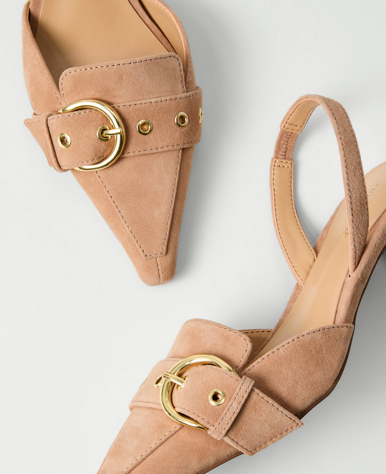 Suede Buckle Slingback Pump