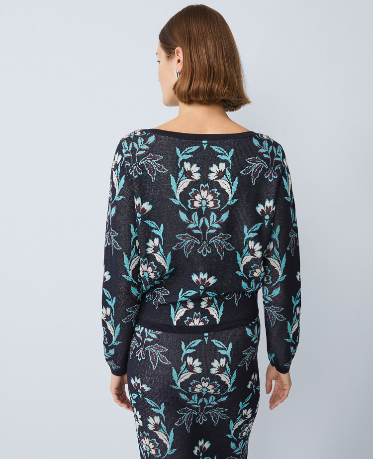 Petite Floral Jacquard Boatneck Sweater