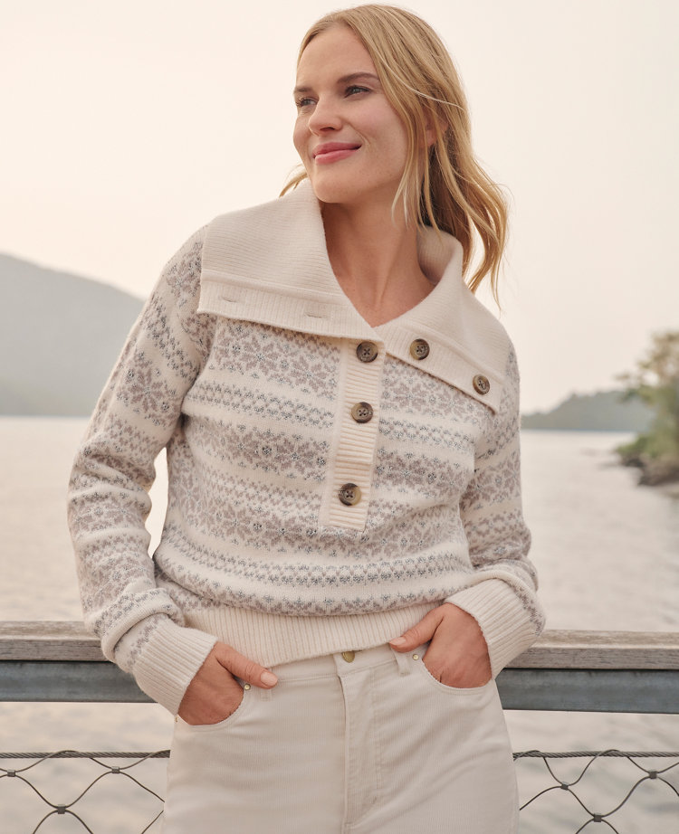 Petite Weekend Collection Fair Isle Polo Sweater