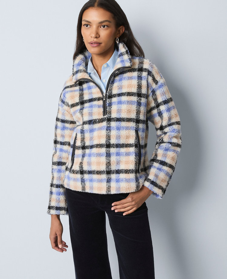 Weekend Collection Plaid Sherpa Pullover