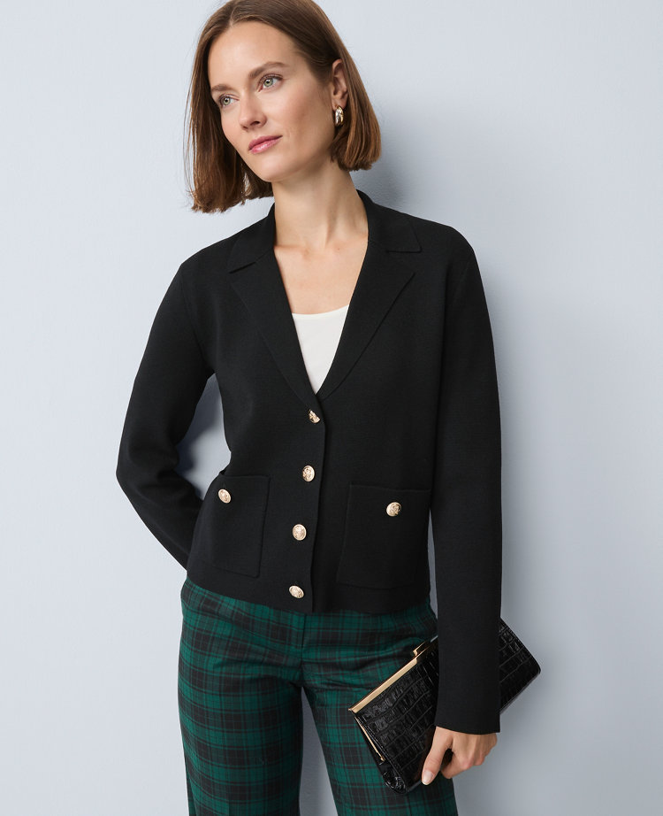 Petite Collared Sweater Jacket