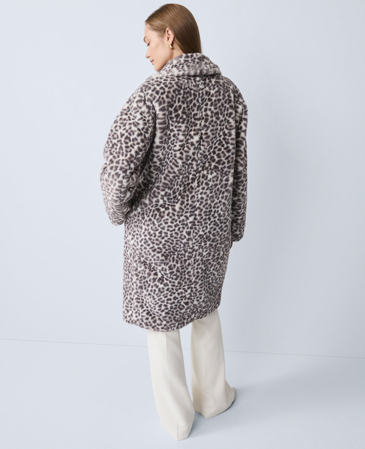Petite Animal Print Faux Fur Coat