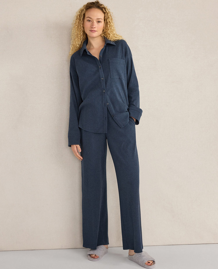 Haven Well Within Organic Cotton Rib Knit Relaxed Button Down Top