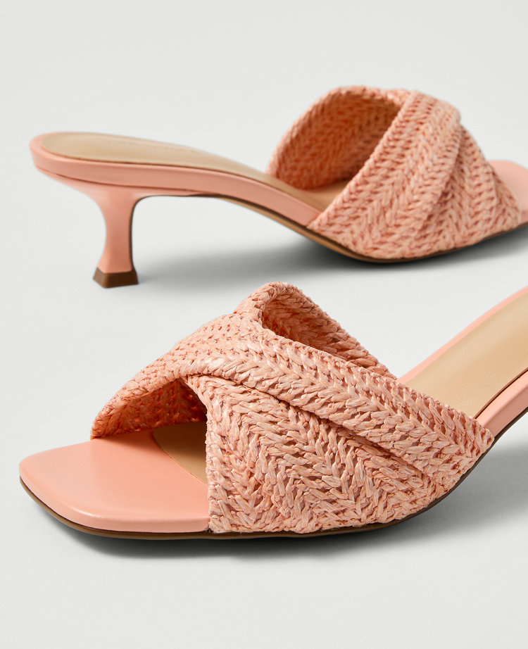 Straw Kitten Heel Mule Sandal