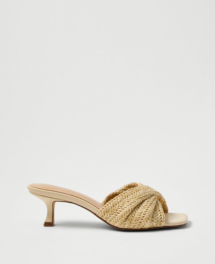 Straw Kitten Heel Mule Sandal