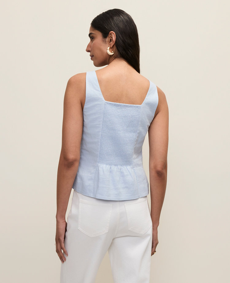 Linen Blend Peplum Tank Top