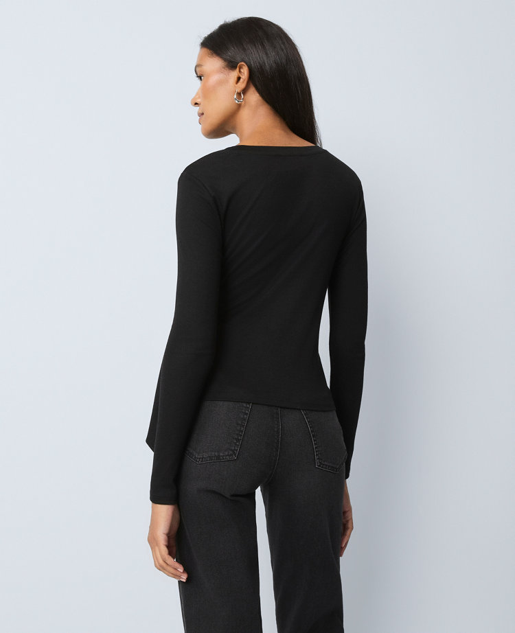 Ann Taylor Weekend Collection Tie Waist Top In Black