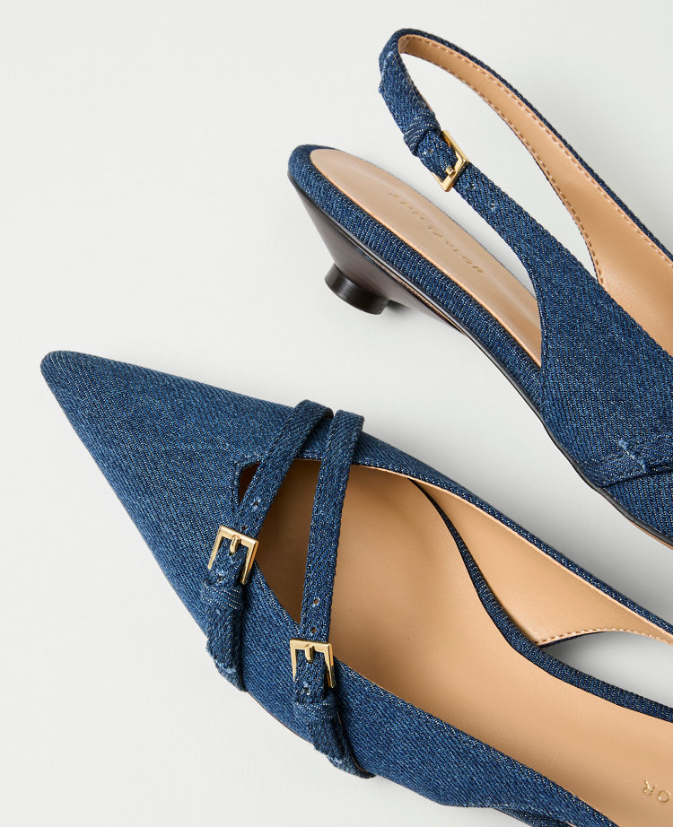Strappy Denim Slingback Pump