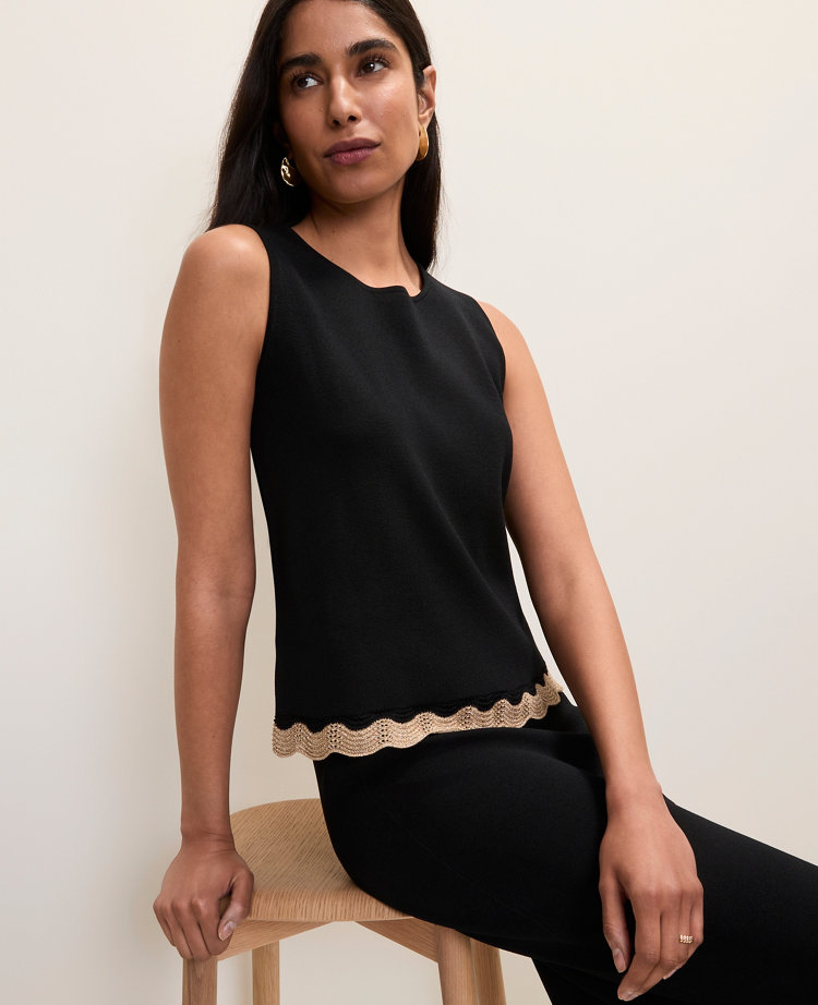 Metallic Trim Sweater Shell