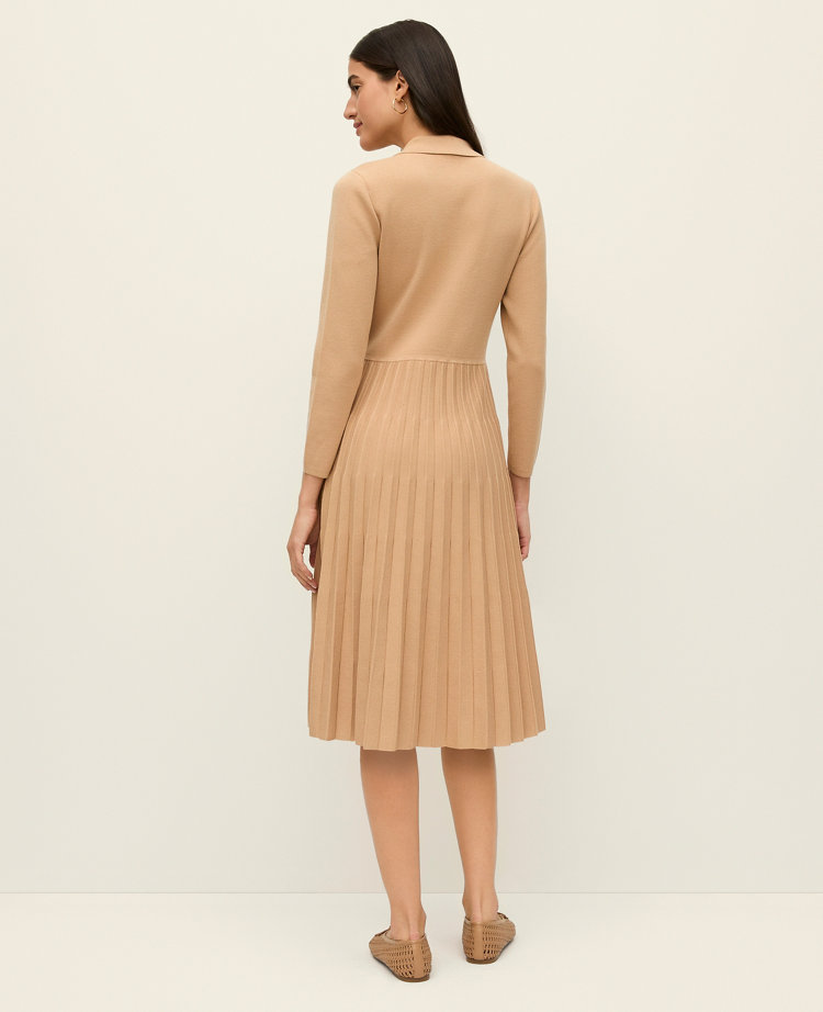 Petite Pleated Polo Sweater Dress