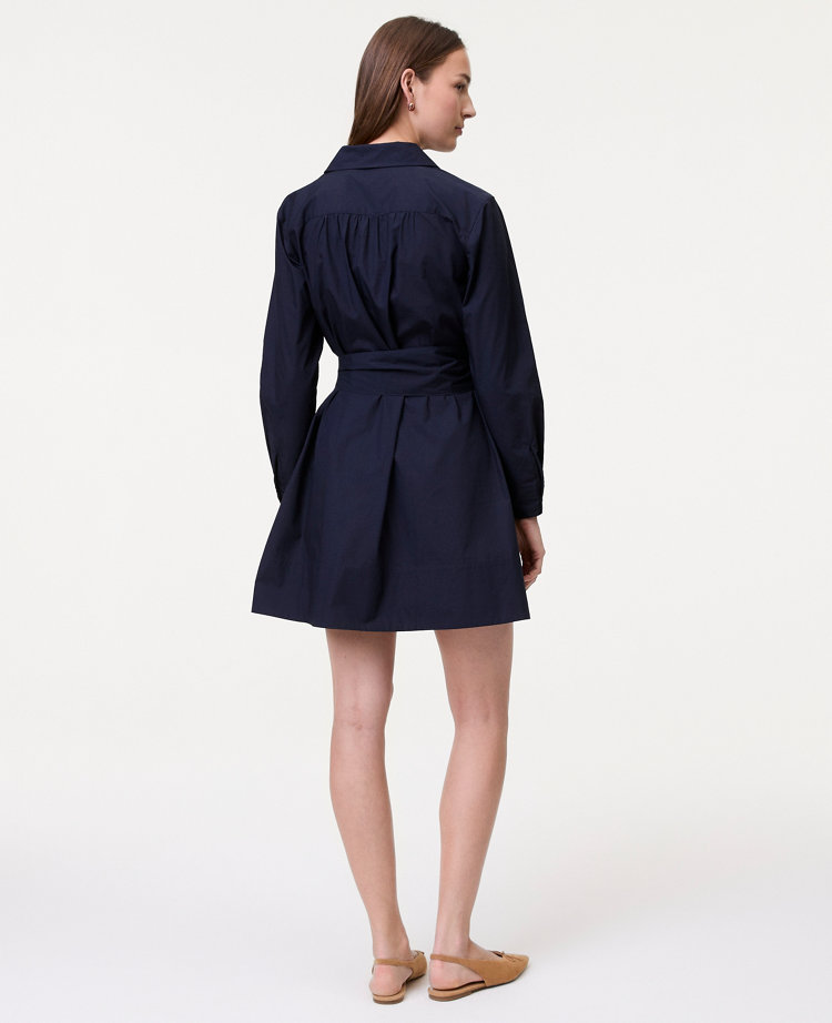 Petite Weekend Collection Belted Mini Shirtdress