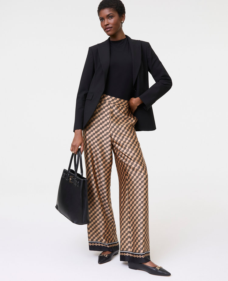 The Petite Easy Wide-Leg Pant in Geo Satin