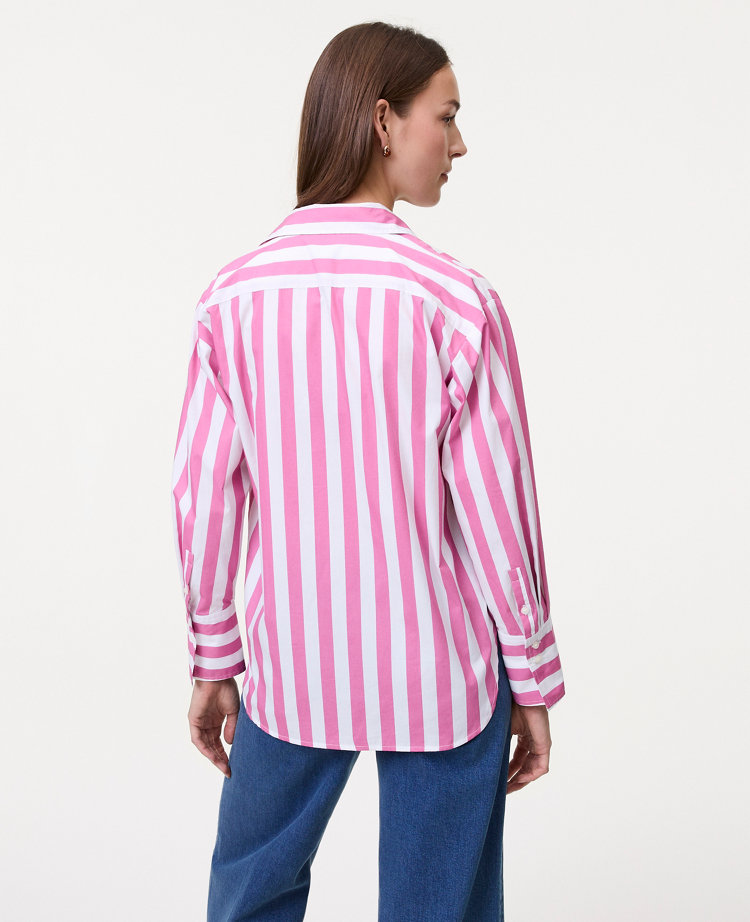 Petite Weekend Collection Striped Oversized Shirt
