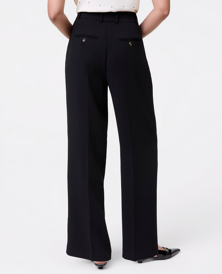 The Petite Pleated Straight Pant in Textured Crepe