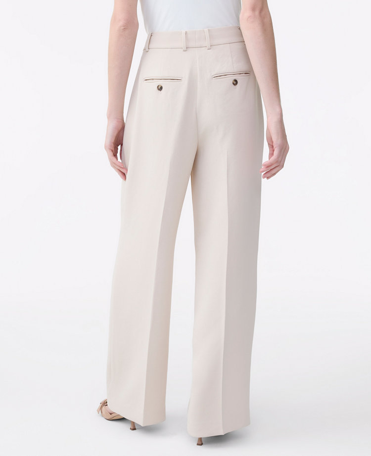 The Petite Pleated Straight Pant in Textured Crepe