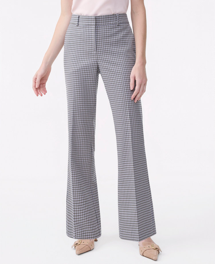 Ann Taylor The Petite Jayne Trouser Houndstooth Blue/Tan Multi Women's