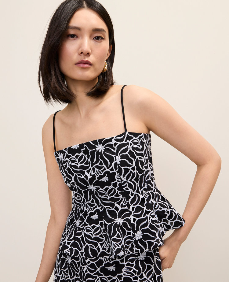 Embroidered Peplum Top