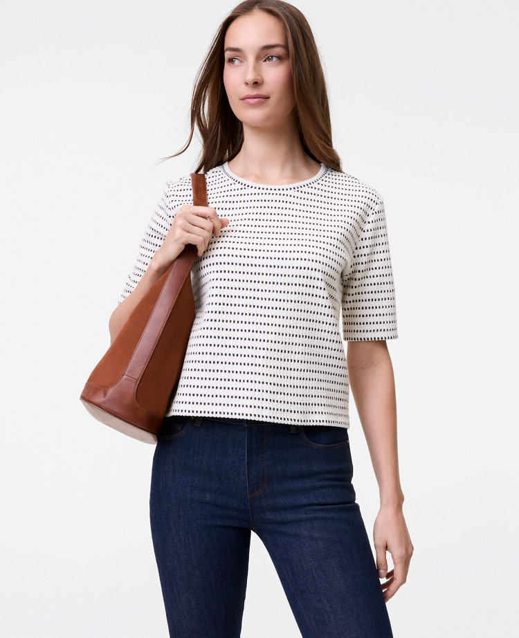 Weekend Collection Striped Crew Neck Top