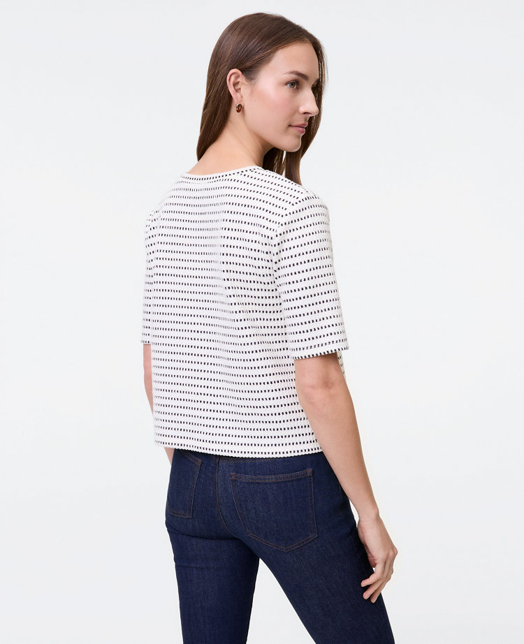 Weekend Collection Striped Crew Neck Top