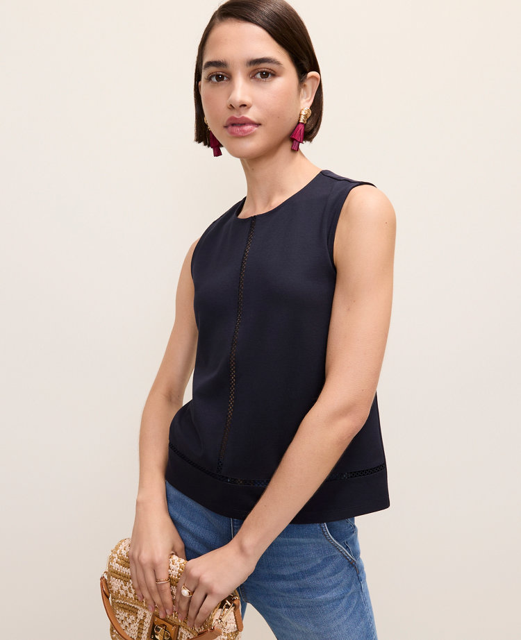 Ponte Lace Trim Shell