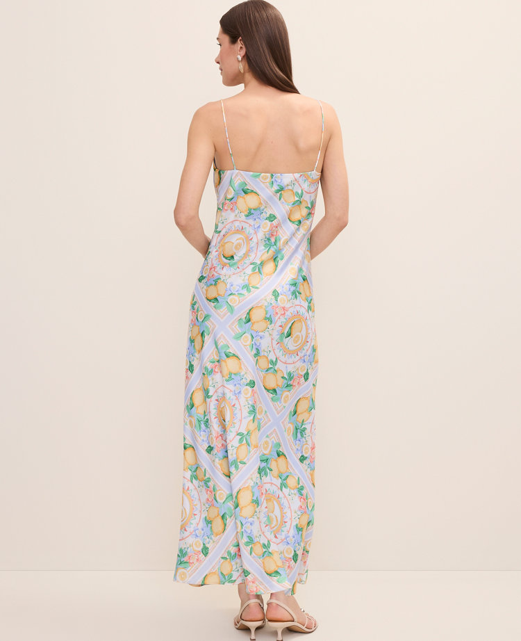 Lemon Print Cowl Neck Slip Dress in Satin carousel Product Image 2