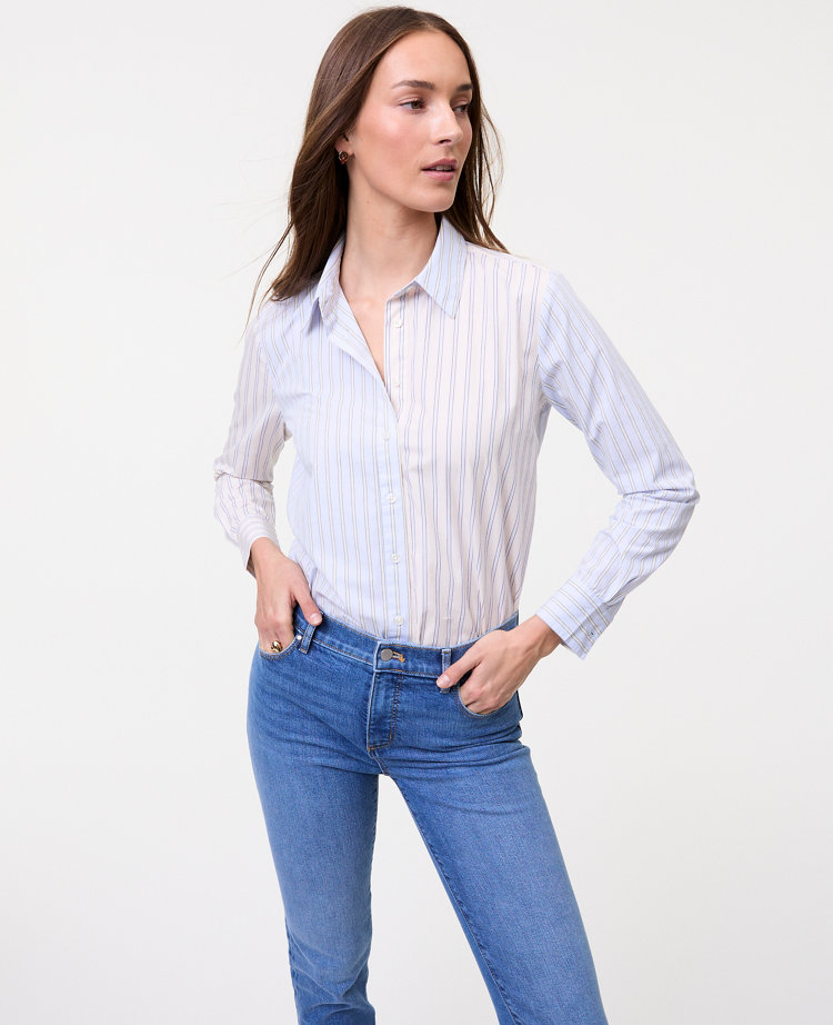 Petite Weekend Collection Striped Relaxed Perfect Shirt