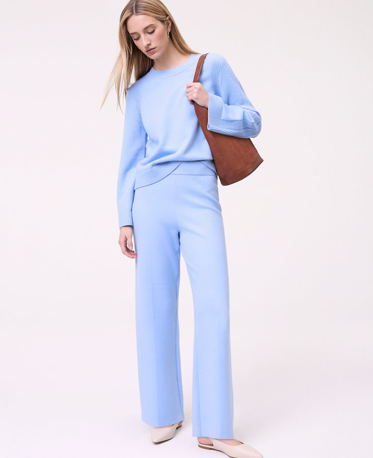 Petite Weekend Collection Pull-On Wide-Leg Sweater Pant
