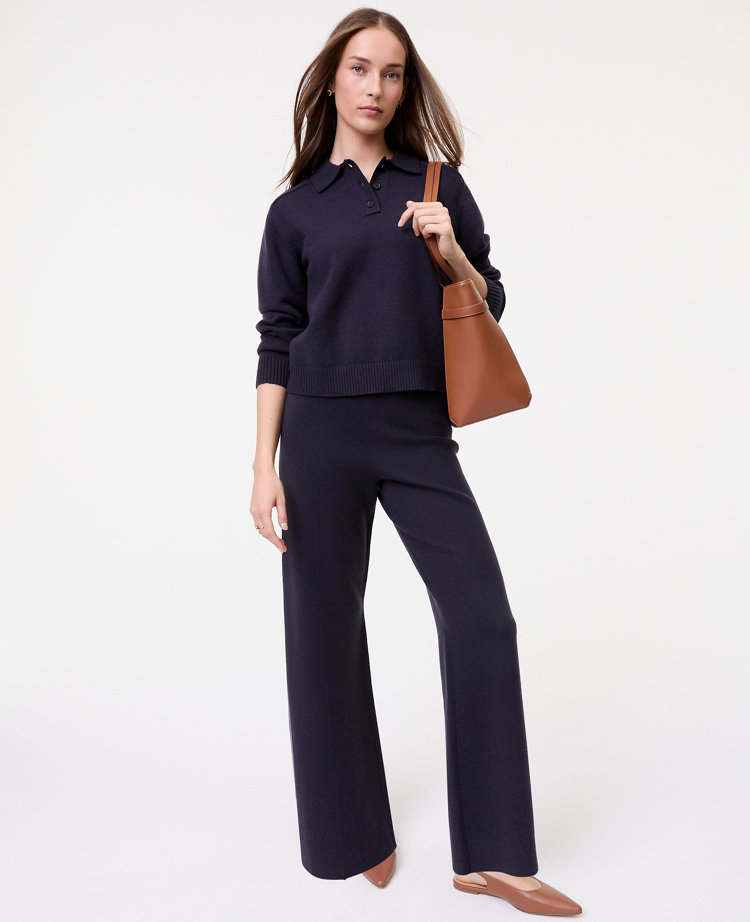 Petite Weekend Collection Pull-On Wide-Leg Sweater Pant