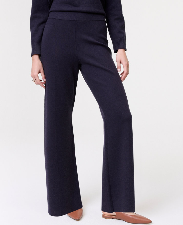 Petite Weekend Collection Pull-On Wide-Leg Sweater Pant