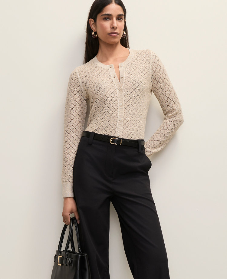 Metallic Pointelle Stitch Ann Cardigan