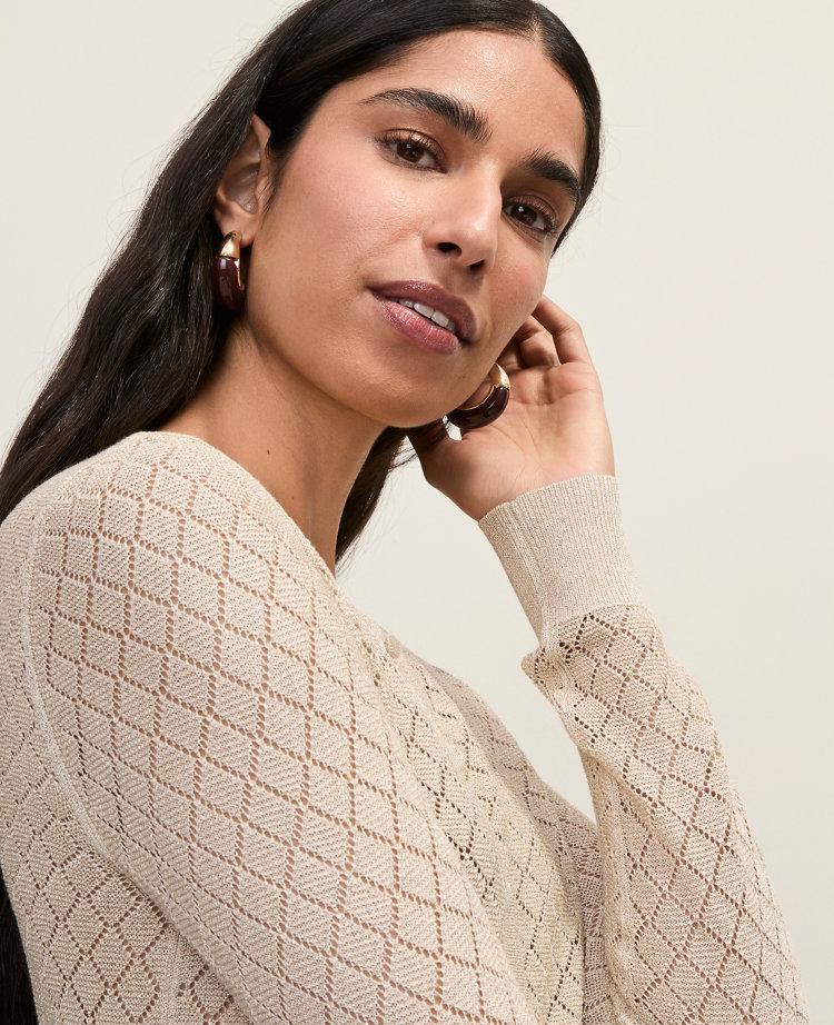 Metallic Pointelle Stitch Ann Cardigan