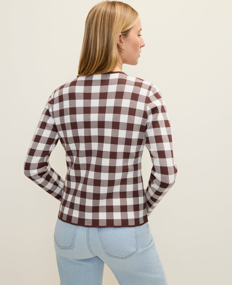 Gingham Jacquard Sweater Jacket