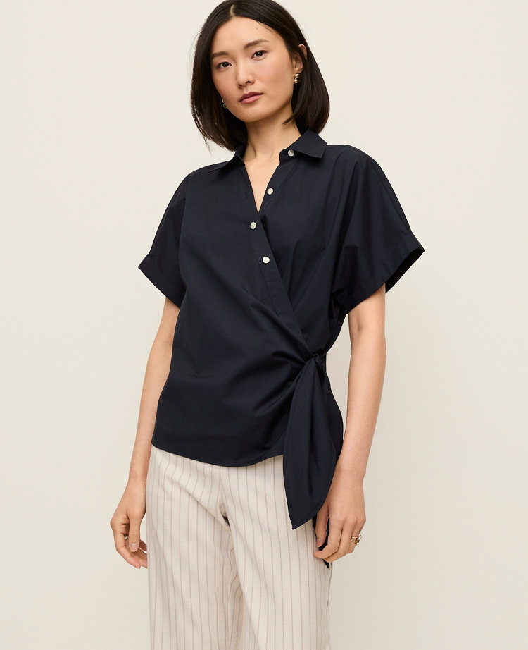 Collared Tie Waist Top