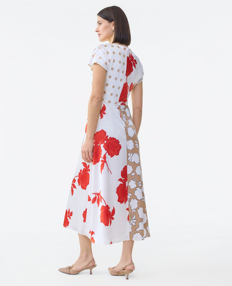 Petite Floral Collage Twisted Midi Dress
