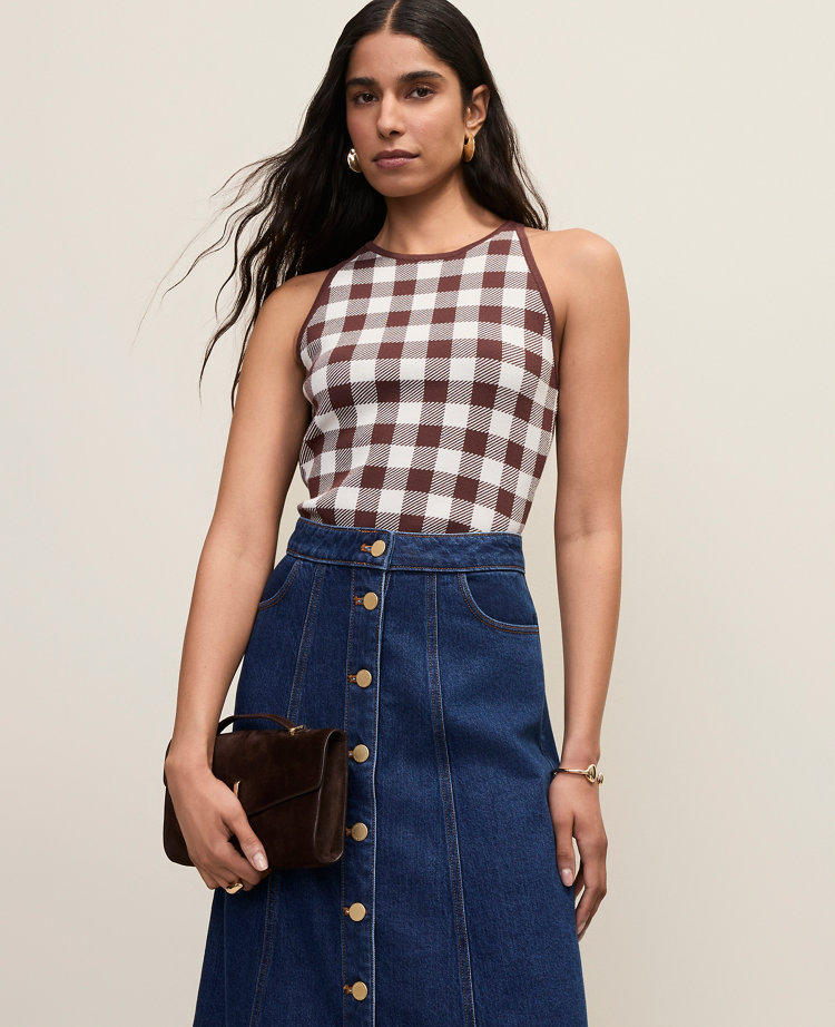 Gingham Halter Shell